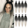 Picture of 8 Packs Pre Stretched Braiding Hair, 20 Inch Braiding Hair Pre Stretched Yaki Texture, Hot Water Setting, Easy To Install Professional Synthetic Ombre Braiding Hair(20in,1B/Silver)