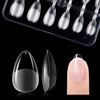 Picture of Gelike ec EXTRA Short Almond Nail Tips: 120PCS Soft Gel Tips for Full Cover Gel X Nail Tips Pre Etched - PMMA Resin Clear False Nails 12 Sizes