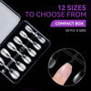 Picture of Gelike ec EXTRA Short Almond Nail Tips: 120PCS Soft Gel Tips for Full Cover Gel X Nail Tips Pre Etched - PMMA Resin Clear False Nails 12 Sizes