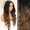 Picture of AISI HAIR Brown Wig for Women, Long Wavy Black To Brown Lace Hairline Wig, 26 Inch Middle Part Synthetic Heat Resistant Wig for Daily Party