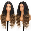 Picture of AISI HAIR Brown Wig for Women, Long Wavy Black To Brown Lace Hairline Wig, 26 Inch Middle Part Synthetic Heat Resistant Wig for Daily Party