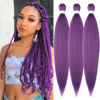 Picture of Purple Braiding Hair Pre Stretched 26inch 3 Packs Braiding hair Extensions Synthetic Crochet Braids, Hot Water Setting Professional Soft Yaki Texture. (26inch(3Packs),Lavender#)