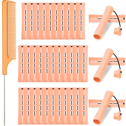Picture of WILLBOND 36 Pieces Cold Wave Rod Hair Perm Rods Hair Rollers Perming Curlers with Steel Rat Tail Comb for Hairdressing Styling