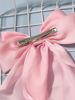 Picture of Furling Pompoms Pink Hair Bow Clips for Women,Large White Satin Hair Bows,Long-Tail Alligator Clips,Big Hair Bow Girls 2pcs Hair Accessories for Birthday Wedding Prom Party