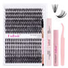 Picture of FADLASH DIY Lash Extension Kit Individual Lashes Cluster D Curl Eyelash Extension Kit D Curl Lash Clusters Lash Applicator Tool for Self Application at Home(KIT 40D+50D-D-12-18mm)