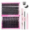 Picture of FADLASH Lash Extension DIY Kit Volume Fluffy Lash Clusters D Curl Cluster Lashes with Lash Bond and Seal Lash Tweezers for DIY Eyelash Extension at Home for Self Use（Kit 100D+200D-0.07D-12-18MIX）