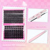 Picture of FADLASH Lash Extension DIY Kit Volume Fluffy Lash Clusters D Curl Cluster Lashes with Lash Bond and Seal Lash Tweezers for DIY Eyelash Extension at Home for Self Use（Kit 100D+200D-0.07D-12-18MIX）