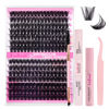 Picture of FADLASH DIY Lash Extension Kit Individual Lashes Cluster D Curl Eyelash Extension Kit D Curl Lash Clusters Lash Applicator Tool for Self Application at Home(KIT 80D+100D-D-12-18mm)