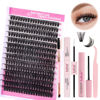 Picture of FADLASH DIY Lash Extension Kit Individual Lashes Cluster D Curl Eyelash Extension Kit D Curl Lash Clusters and Lash Applicator Tool for Self Application at Home(KIT 60D-D-12-18mm)