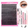 Picture of FADLASH DIY Lash Extension Kit Individual Lashes Cluster D Curl Eyelash Extension Kit D Curl Lash Clusters and Lash Applicator Tool for Self Application at Home(KIT 60D-D-12-18mm)