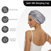 Picture of Silk Satin Sleeping Bonnet for Women: Men Adjustable Curly Hair Braid Wrap Night Cap Tie Elastic Drawstring Band - Dark Gray