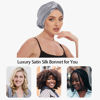 Picture of Silk Satin Sleeping Bonnet for Women: Men Adjustable Curly Hair Braid Wrap Night Cap Tie Elastic Drawstring Band - Dark Gray