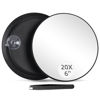 Picture of 20X Magnifying Mirror and Tweezers Kit, 6 Inch Round Magnifying Makeup Mirror, 20X Magnification Compact Mirror 3 Suction Cups Magnifier Travel Set, Portable Cosmetic Magnified Mirror for Women Men