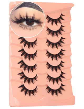 Picture of False Eyelashes Manga Lashes Anime Wispy Lashes Cat Eye Lashes Natural Spiky Eyelashes Thick Manga Lashes Japanese Cosplay Fake Eyelashes by Winifred