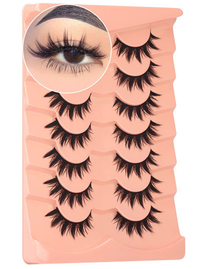 Picture of False Eyelashes Manga Lashes Anime Wispy Lashes Cat Eye Lashes Natural Spiky Eyelashes Thick Manga Lashes Japanese Cosplay Fake Eyelashes by Winifred