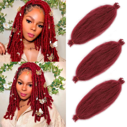 Picture of 16 Inch Pre Separated Springy Afro Twist Hair 3 Packs Red Pre Fluffed Spring Twist Hair For Distressed Soft Locs Afro Twist Hair Natural Marley Twist Braiding Hair Extensions (16 Inch 3Pcs, BUG#)