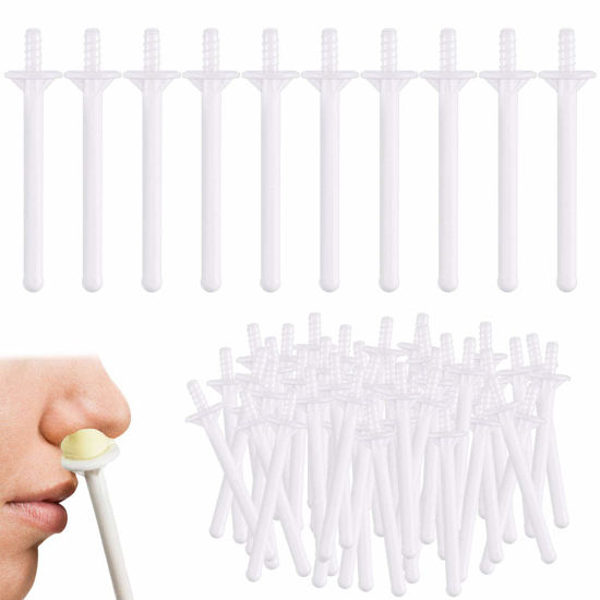 Picture of 60 Pieces Plastic Wax Applicator Wands with Disposable Spatulas for Nose Hair Removal and Nostril Cleaning