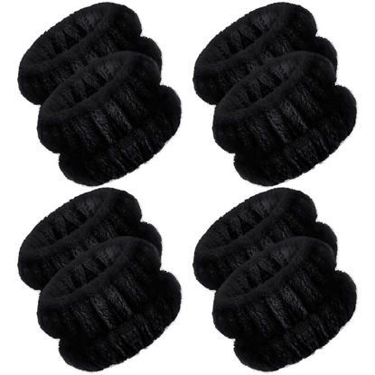 Picture of Chuangdi 4 Pairs Wrist Bands for Washing Face Wrist Spa Microfiber Wrist Wash Towel Band Scrunchies Absorbent Wrist Sweatband for Women Prevent Liquid from Spilling(Black)