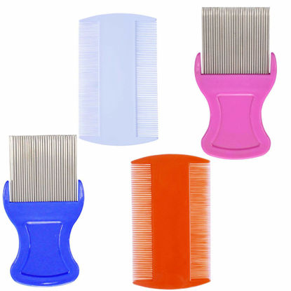 Picture of zYoung 4 Pcs Head Hair Comb Including 2 Pieces Hair Comb Double Sided 2 Pieces Removal Dandruff Comb with Metal Teeth