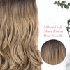 Picture of REECHO 20" 1-pack 3/4 Full Head Curly Wave Clips in on Synthetic Hair Extensions HE008 Hair pieces for Women 5 Clips 4.5 Oz Per Piece - Dark Brown to Ash Blonde