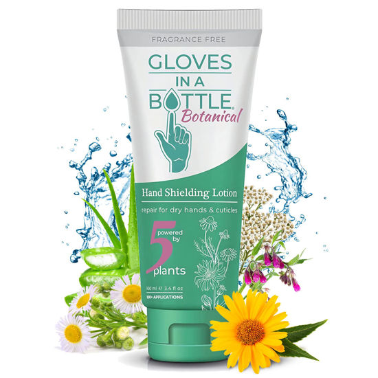 Picture of Gloves In A Bottle - Shielding Lotion for Dry Skin, Hand Lotion Travel Size, Protects & Restores Dry Cracked Skin (3.4 Fl Oz (Pack of 1), Botanical)