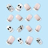 Picture of Halloween Press on Nails Short Square Fake Nails White French Tip Nails Press ons Glossy Glue on Nails Halloween False Nails with Ghost Mummy Designs Nude Stick on Nails for Women Girls 24 Pcs