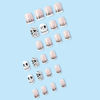 Picture of Halloween Press on Nails Short Square Fake Nails White French Tip Nails Press ons Glossy Glue on Nails Halloween False Nails with Ghost Mummy Designs Nude Stick on Nails for Women Girls 24 Pcs