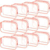 Picture of Weewooday 12 Pieces Clear Cosmetics Bag PVC Zippered Clear Toiletry Carry Pouch Cosmetic Makeup Bag Waterproof Makeup Vinyl Plastic Organizer Case for Vacation Bathroom(Pink,Medium)