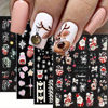 Picture of 8 Sheets 5D Christmas Nail Art Stickers Self-Adhesive Embossed Cute Santa Claus Reindeer Xmas Tree Designs Cartoon DIY Xmas Nail Art Stickers Decals Christmas Nail Supplies for Women Nails Art Decor