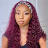 Picture of XSY 99J Burgundy Headband Wig Human Hair for Black Women Deep Wave Half Wigs Glueless None Lace Front Human Hair Wigs for Black Women 20 Inch