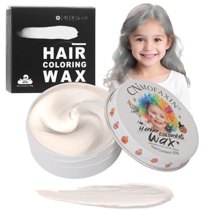 Picture of Temporary Silver White Hair Color Wax for Kids, Women Men Colored Hair Styling Mud, Washable Style Dye for Girl Boy Teens, DIY Instant Hair Coloring Gel Cream for Cosplay Halloween Children's Day