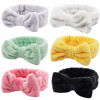 Picture of Casoty 6 Pieces Bow Hair Band Spa Headband for Women Soft Coral Fleece Headband for Washing Face Terry Cloth Headband Makeup Headband Yoga Sport Headband