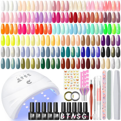 Picture of COSCELIA 57pcs Gel Nail Polish Kit with U V light Starter Kit 40 Colors Gel Polish Set 5pcs Top and Base Coat Glossy Matte Glitter Effect Beautiful Nail Stickers Gel Manicure Kit DIY Gifts for Women