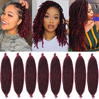Picture of 8 Packs Springy Afro Twist Hair 12 Inch Pre-Separated Spring Twist Crochet Braids Hair For Soft Faux Locs Synthetic Marley Twist Braiding Hair Extension For Women (8 Strands/Pack,TBUG#)