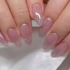 Picture of Glossy Pink Press on Nails Almond Medium Fake Nails with Glitter Designs, LPOODDNU Gradient Pink Glue on Nails Full Cover False Nails Exquisite Acrylic Stick on Nails, 24Pcs