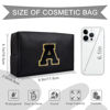 Picture of Personalized Initial A-Z Preppy Patch Makeup Bag,Small PU Chenille Letter Cosmetic Bag with Zipper for Teen Girls,Black Cute Toiletry Organizer Bag,Monogram Makeup Case Gift for Women Girls,Letter A