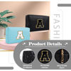 Picture of Personalized Initial A-Z Preppy Patch Makeup Bag,Small PU Chenille Letter Cosmetic Bag with Zipper for Teen Girls,Black Cute Toiletry Organizer Bag,Monogram Makeup Case Gift for Women Girls,Letter A