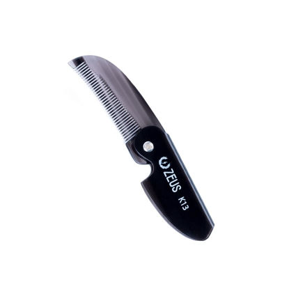 Picture of ZEUS Folding Mustache Comb, Handmade Saw-Cut Best Moustache Pocket Comb (Black, One Pack)