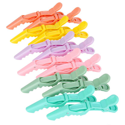 Picture of HH&LL Hair clips for Styling 12 pcs - Wide Teeth & Double-Hinged Design - Alligator Styling Sectioning Clips of Professional Hair Salon Quality (Colorful)