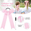 Picture of DEEKA 16 PCS Collegiate Style Cheer Bows Long Tail Skinny Cheer Bow Ponytail Holder Handmade Bows for Girls Teens Softball Cheerleader Sports -Light Pink