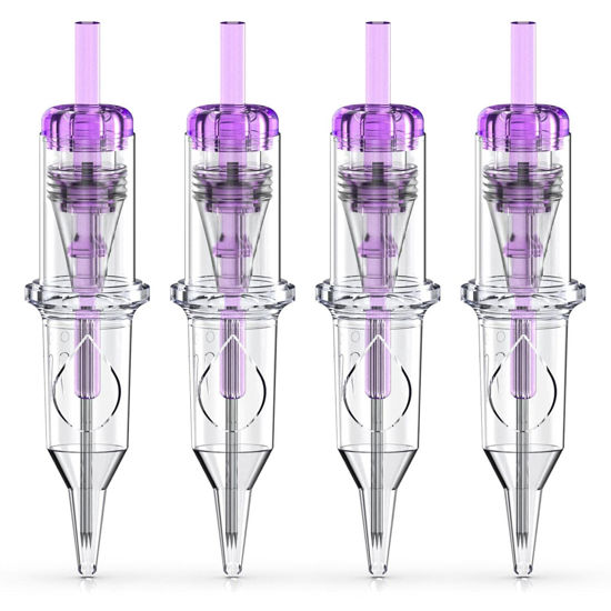 Picture of Wormhole Tattoo Cartridge Needles, 50pcs Mixed Sizes Disposable Tattoo Needles 3RL 5RL 7RL 9RL 11RL Round Liner for Tattoo Pen Cartridge Machine Permanent Makeup (RL)