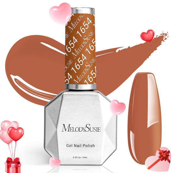 Picture of MelodySusie Brown Gel Nail Polish,0.5fl oz Transparent Brown Nails Soak Off UV LED Cinnamon Brown Gel Polish Gift for Women Nail Art Manicure Salon DIY Nail Design Decoration at Home-1654