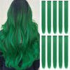 Picture of TOFAFA 22 inch Colored Hair Extensions, Multi-colors Party Highlights Clip in Synthetic Hair Extensions, Color Party Highlights Hairpieces for Girls Women Kids Favor Gift(10 PCS Dark Green)