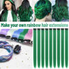 Picture of TOFAFA 22 inch Colored Hair Extensions, Multi-colors Party Highlights Clip in Synthetic Hair Extensions, Color Party Highlights Hairpieces for Girls Women Kids Favor Gift(10 PCS Dark Green)