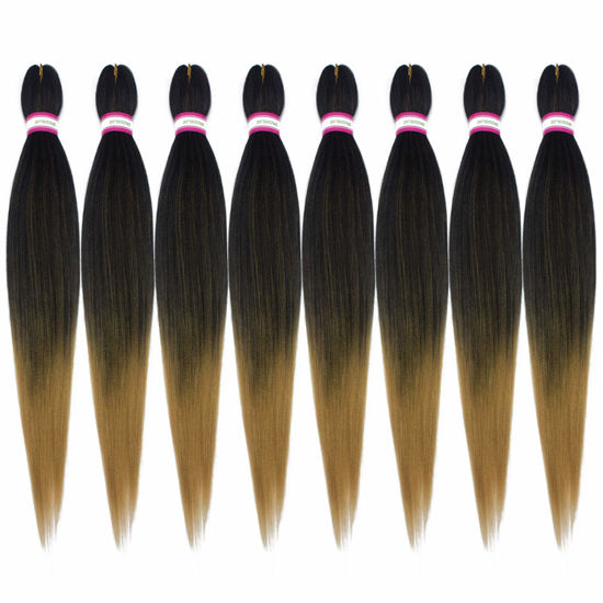 Picture of Pre Stretched Braiding Hair Extension 8 Packs 28 Inch Long Professional Pre-stretched Hair for Braiding Twist Braids Itch Free Hot Water Setting Yaki Straight Synthetic Hair for Women (#1B/27)