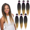 Picture of Dorsanee Ombre Honey Blonde Braiding Hair Pre Stretched 20 Inch 6 Packs Braiding Hair Extensions for Crochet Box Braids Twists Locs Hair Itch Free Soft Yaki Texture Hot Water Setting (20inch,#1B/27)