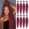 Picture of Burgundy Braiding Hair Pre Stretched 20 Inch 8 Packs Braiding Hair Extensions for Crochet Box Braids Twists Locs Hair Itch Free Soft Yaki Texture Hot Water Setting (20inch,#Burgundy)