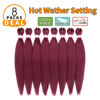 Picture of Burgundy Braiding Hair Pre Stretched 20 Inch 8 Packs Braiding Hair Extensions for Crochet Box Braids Twists Locs Hair Itch Free Soft Yaki Texture Hot Water Setting (20inch,#Burgundy)