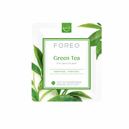 Picture of FOREO Green Tea UFO Activated Facial Mask for Blemish-Prone Oily Skin, 6 pack, Purifying, Antioxidant, Moisturizing, Green Tea & Ulmus Extract, Cruelty-Free, Clean Formula, Compatible with UFO 2 & UFO
