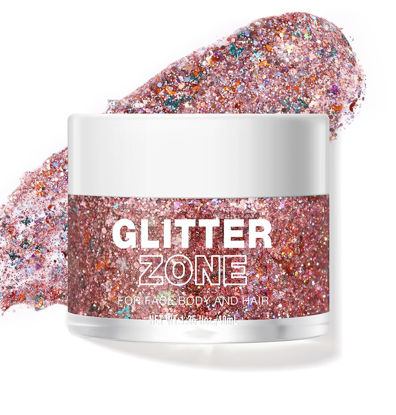 Picture of LANGMANNI Holographic Body Glitter Gel for Body, Face, Hair and Lip.Color Changing Glitter Gel Under Light. Vegan & Cruelty Free-1.35 oz (7# Pink Stardust)